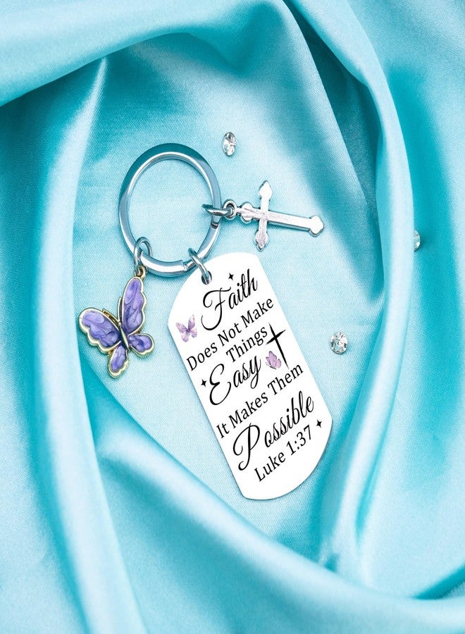 Aisity Faith Christian Gifts for Women Cross Bible Verse Keychain Religious Gift for Pastor Sister Mom Teen Girls Christian Gifts for Women Christmas Stocking Stuffers Baptism Spiritual Gift - Image 3